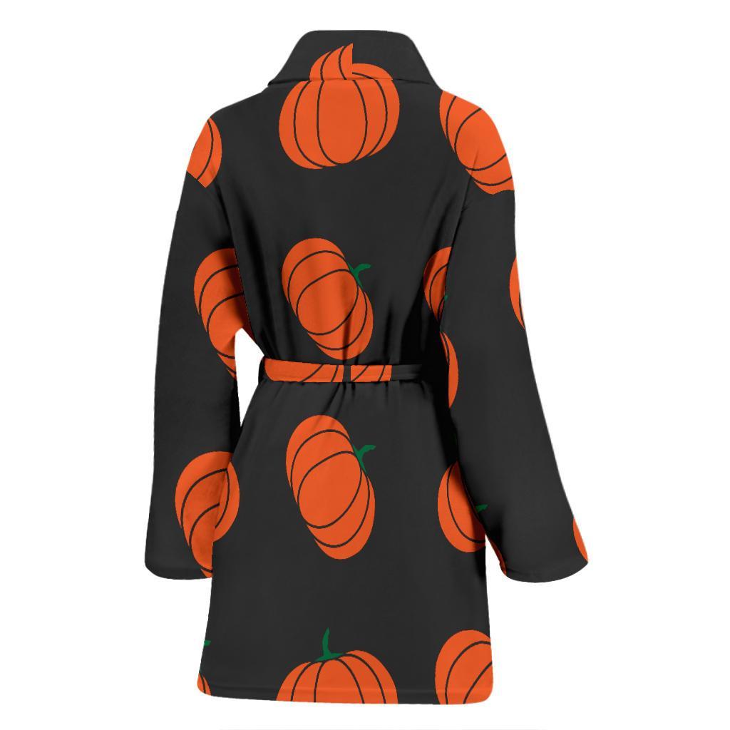Pumpkin Print Pattern Women Long Robe-grizzshop
