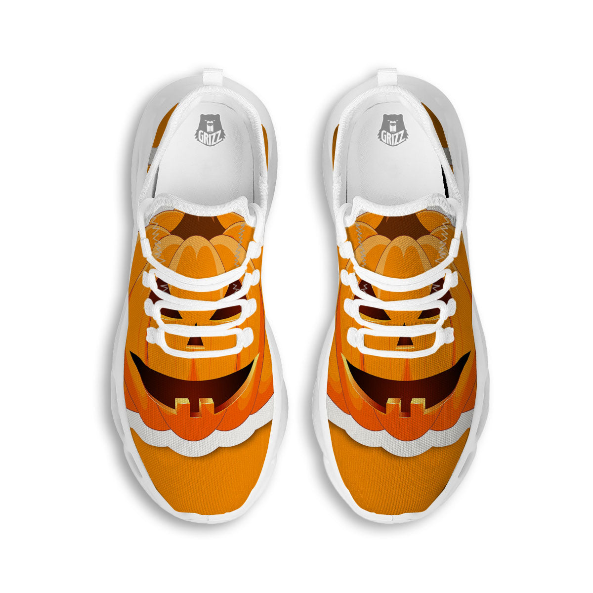 Pumpkin Print White Running Shoes-grizzshop