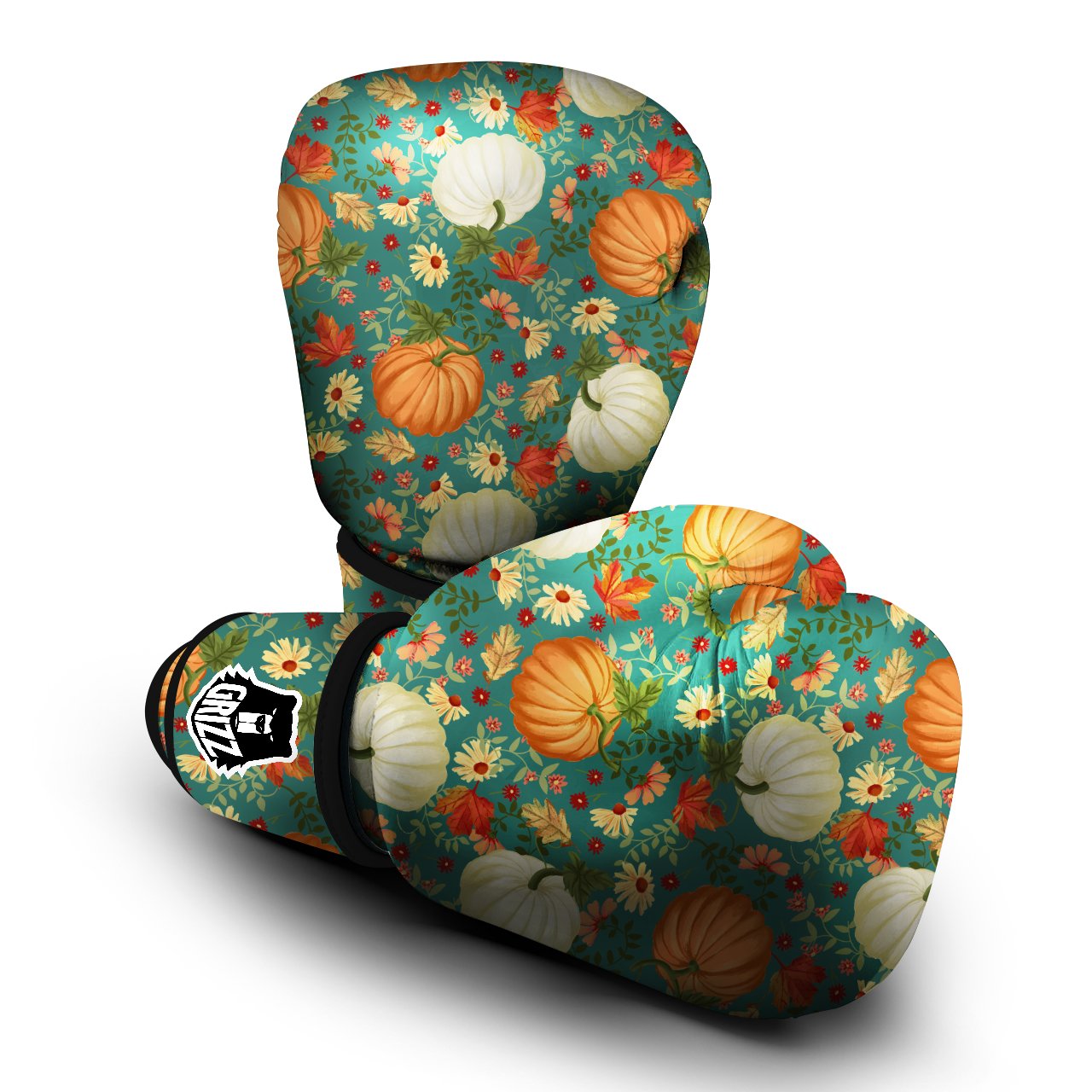 Pumpkin Vintage Print Pattern Boxing Gloves-grizzshop