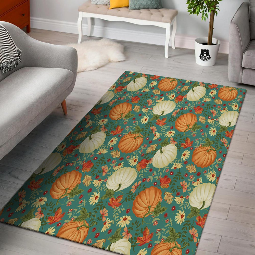 Pumpkin Vintage Print Pattern Floor Mat-grizzshop