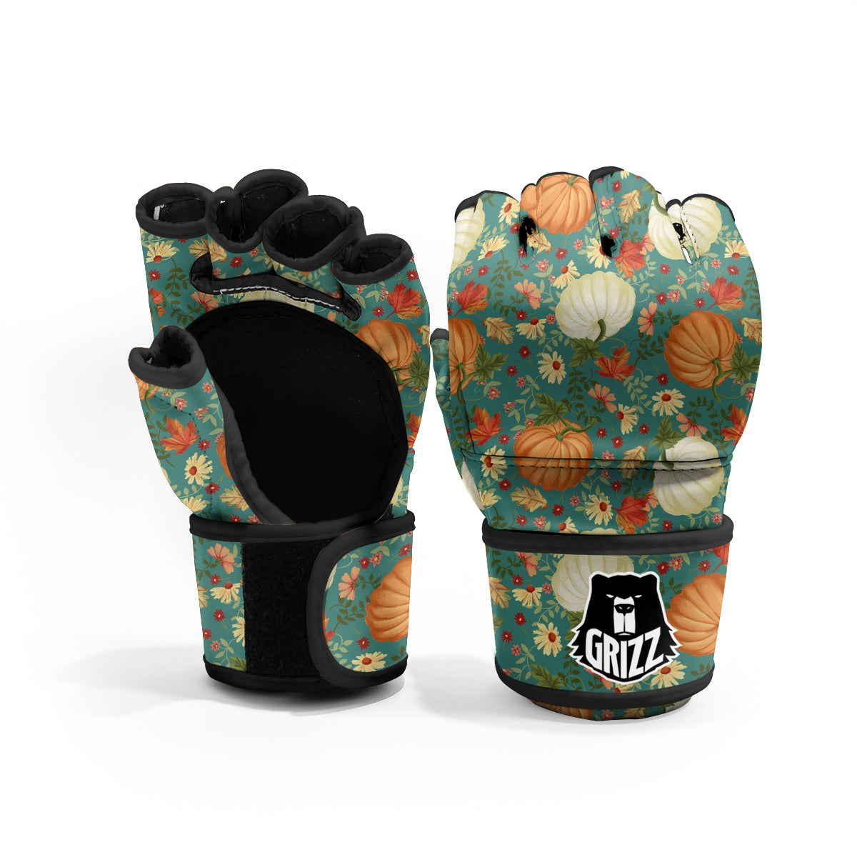 Pumpkin Vintage Print Pattern MMA Gloves-grizzshop