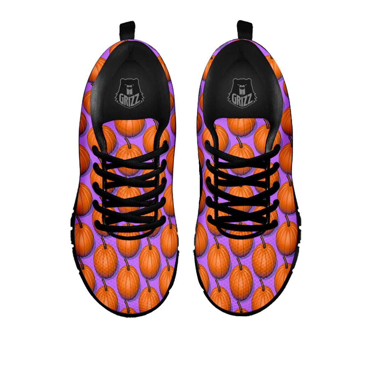 Pumpkin Wave Print Pattern Black Sneaker-grizzshop