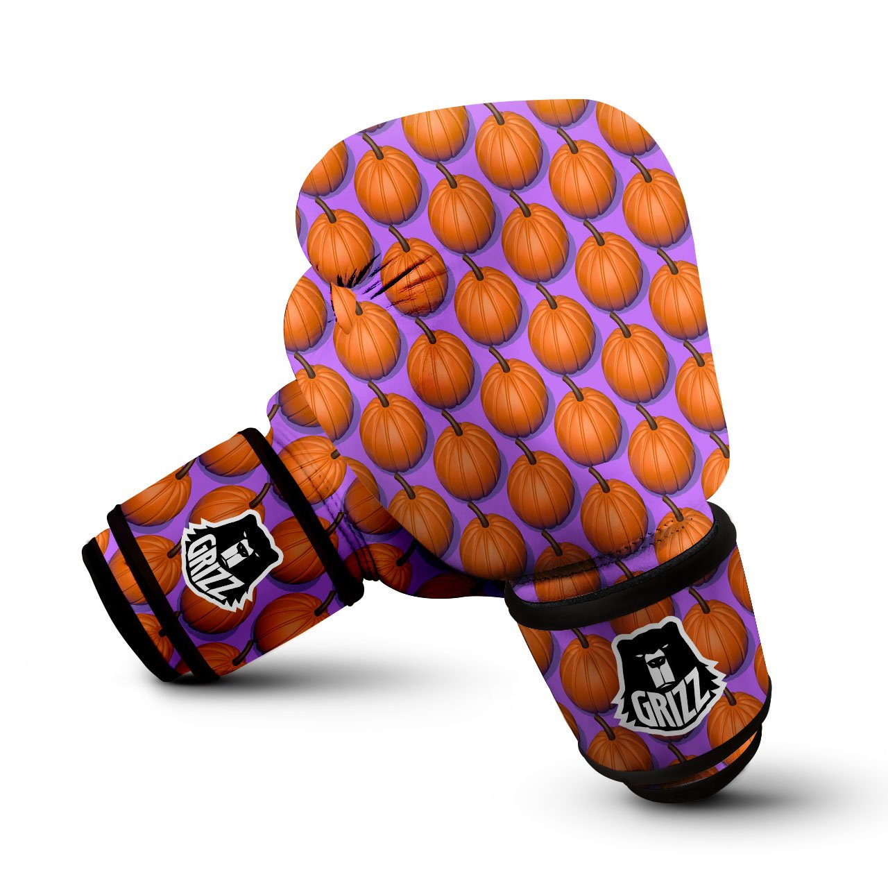 Pumpkin Wave Print Pattern Boxing Gloves-grizzshop