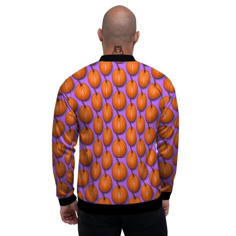Pumpkin Wave Print Pattern Men's Bomber Jacket-grizzshop
