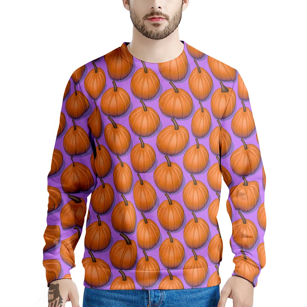 Pumpkin Wave Print Pattern Men's Sweatshirt-grizzshop