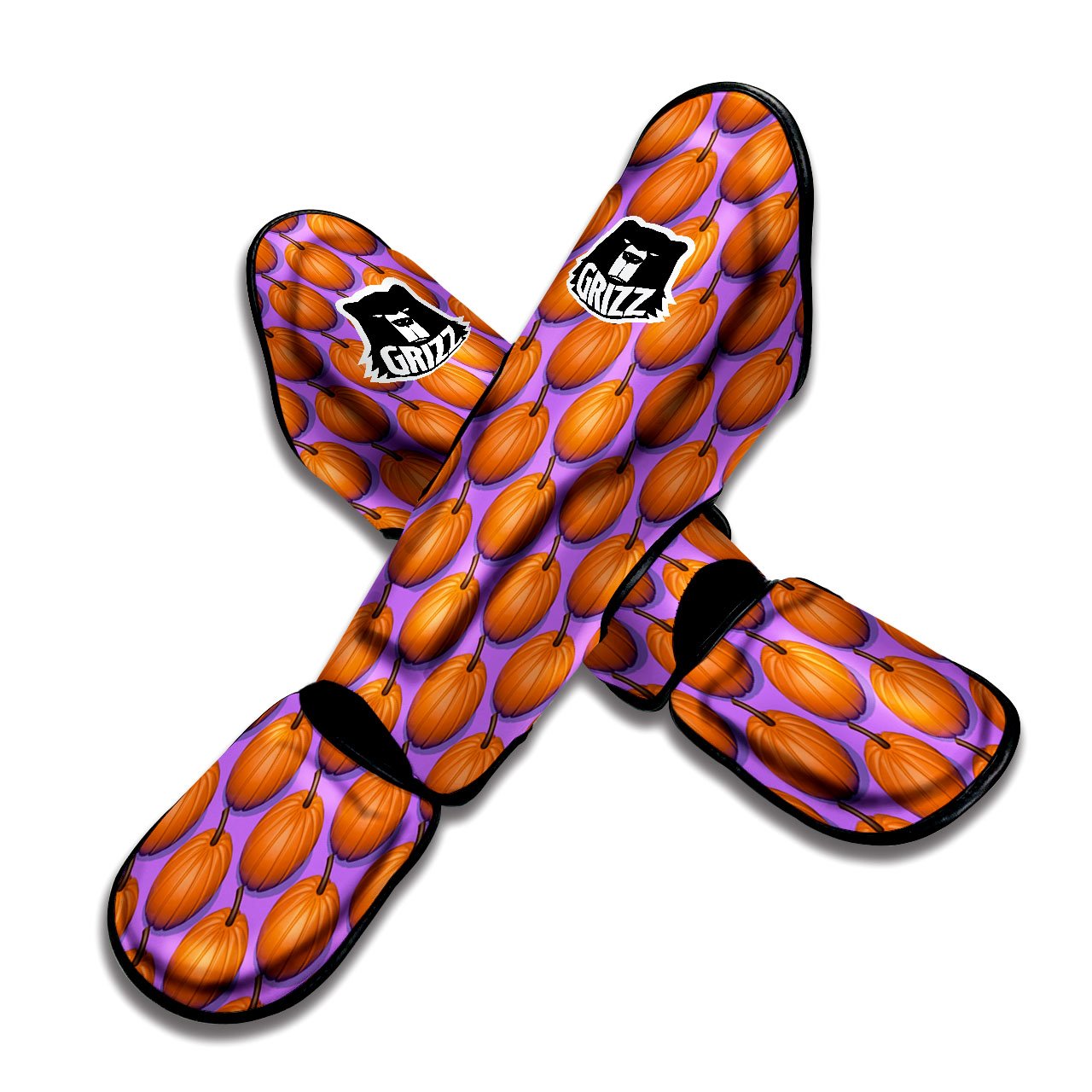 Pumpkin Wave Print Pattern Muay Thai Shin Guards-grizzshop