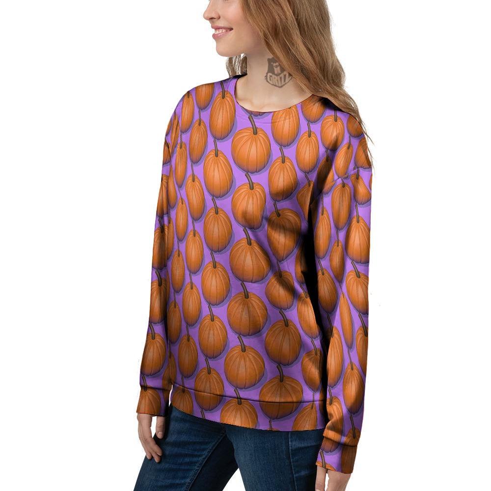 Pumpkin Wave Print Pattern Women's Sweatshirt-grizzshop