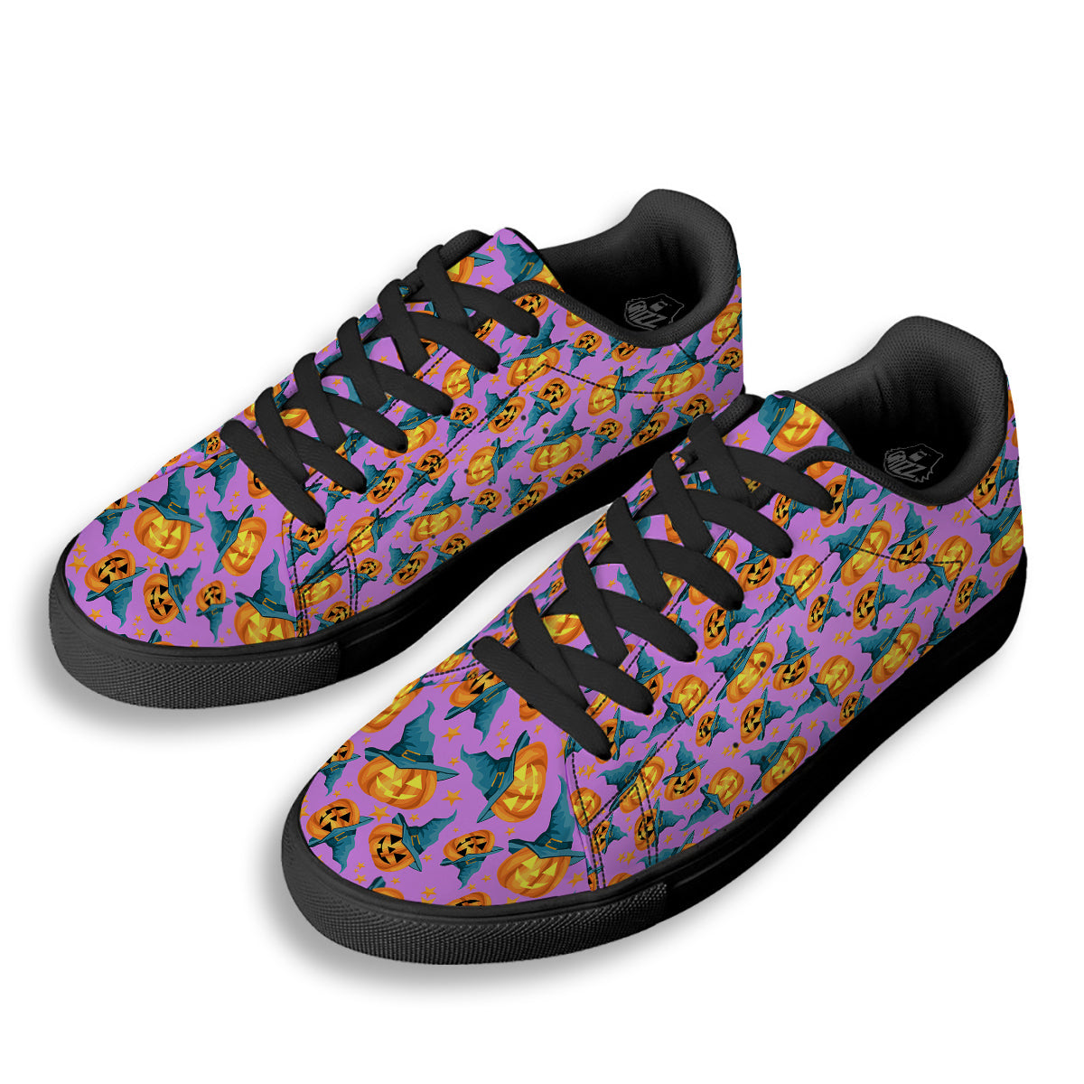 Pumpkin Witch Halloween Cute Print Black Low Top Sneakers-grizzshop