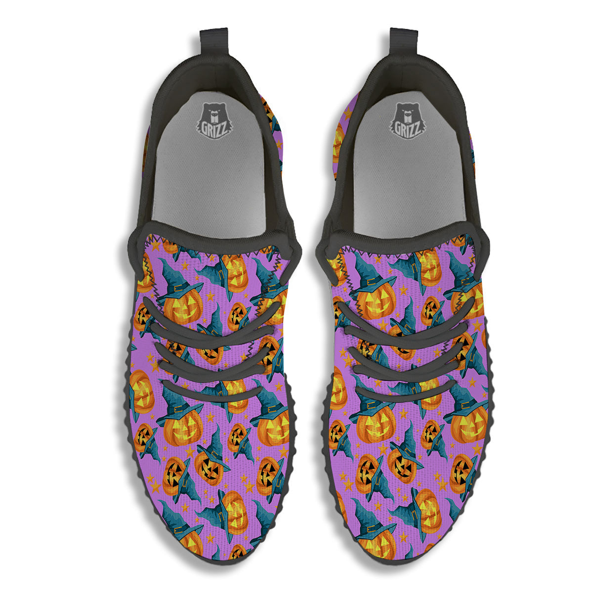 Pumpkin Witch Halloween Cute Print Black Walking Shoes-grizzshop