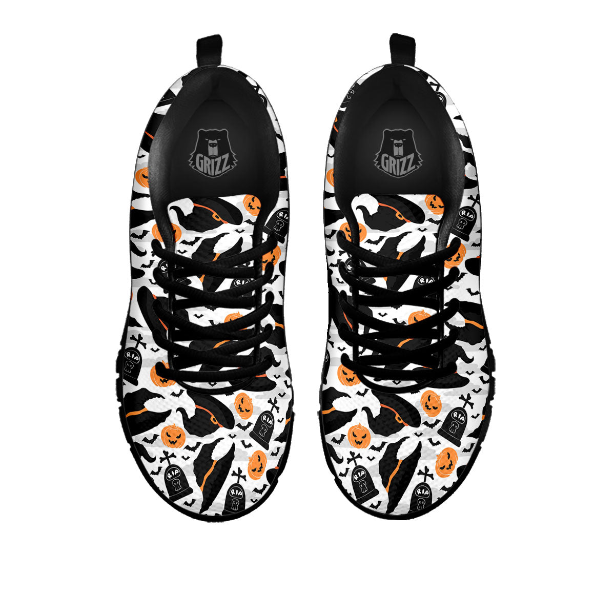 Pumpkin Witch Halloween Print Pattern Black Sneaker-grizzshop