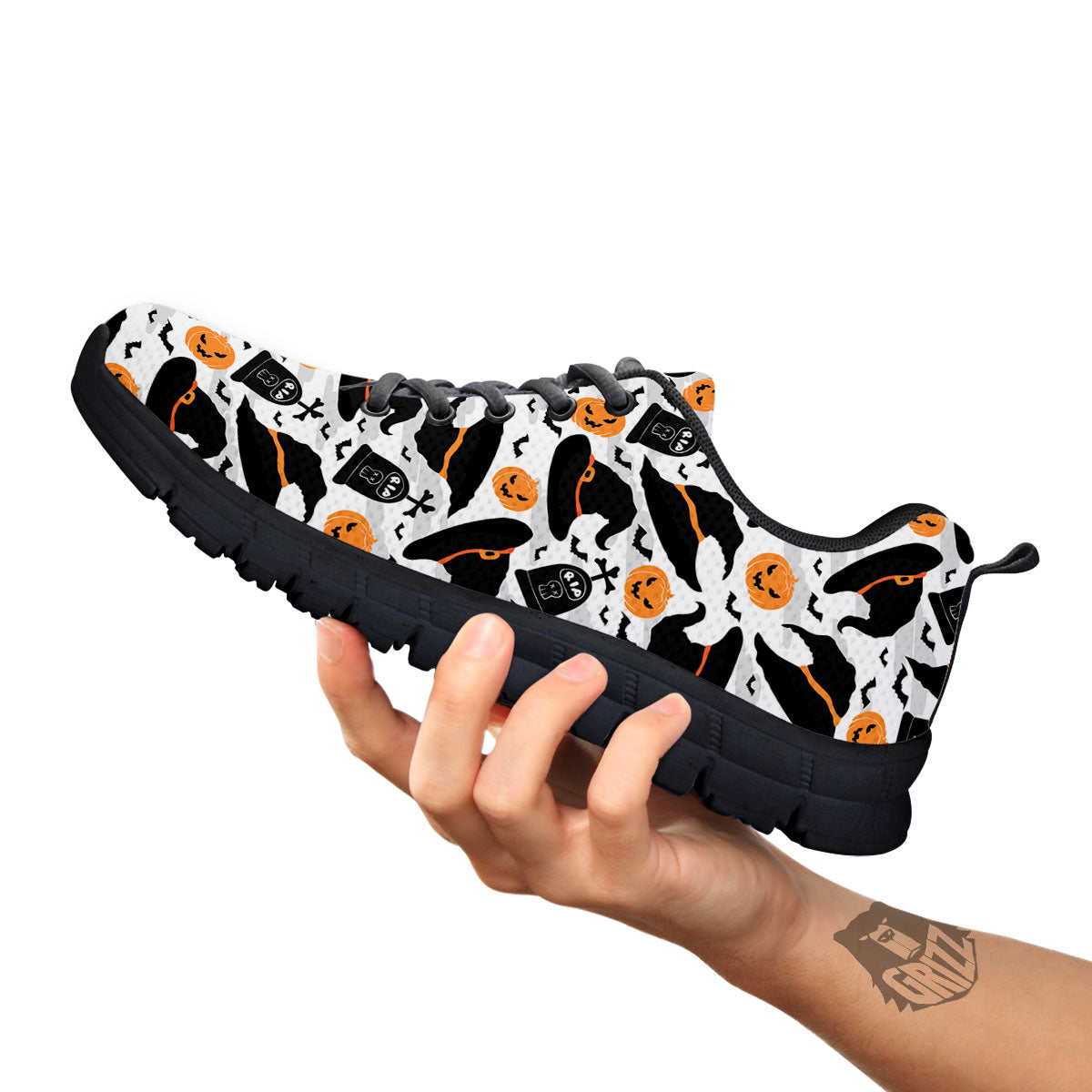 Pumpkin Witch Halloween Print Pattern Black Sneaker-grizzshop