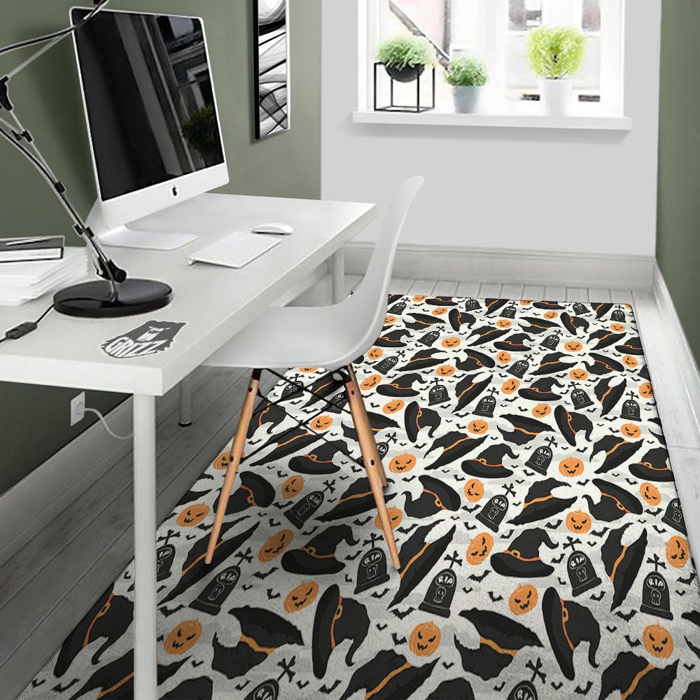 Pumpkin Witch Halloween Print Pattern Floor Mat-grizzshop