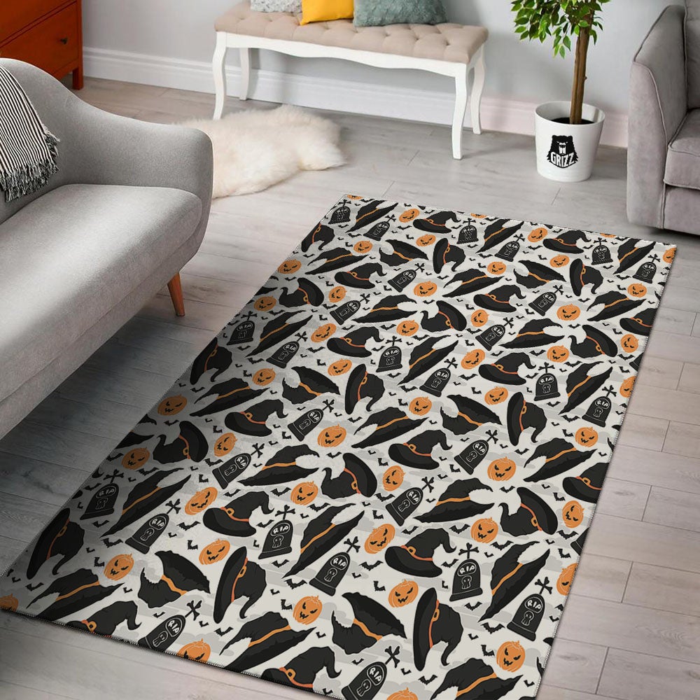 Pumpkin Witch Halloween Print Pattern Floor Mat-grizzshop