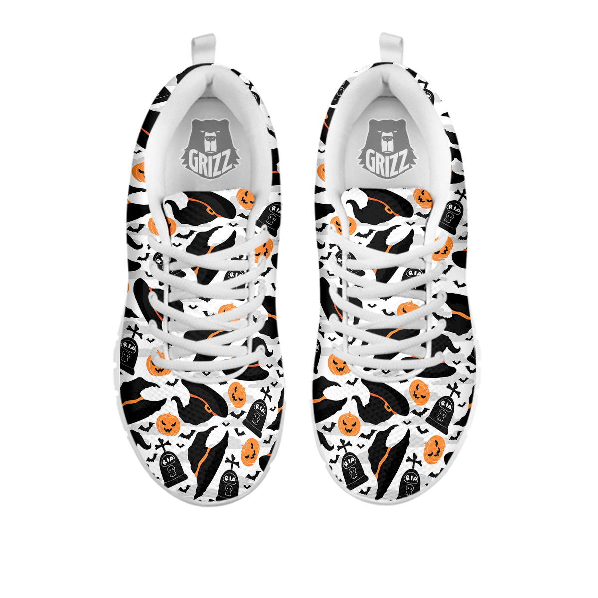 Pumpkin Witch Halloween Print Pattern White Sneaker-grizzshop