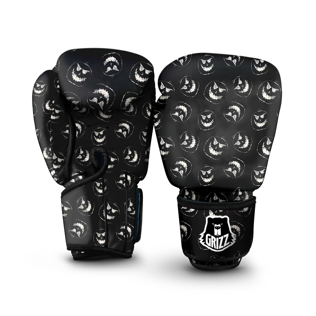 Pumpkin Faces Halloween Print Pattern Boxing Gloves-grizzshop