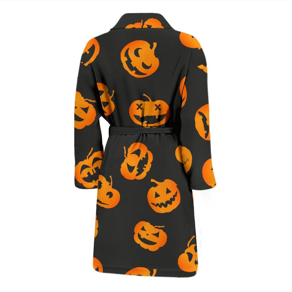 Pumpkin Halloween Pattern Print Men Long Robe-grizzshop