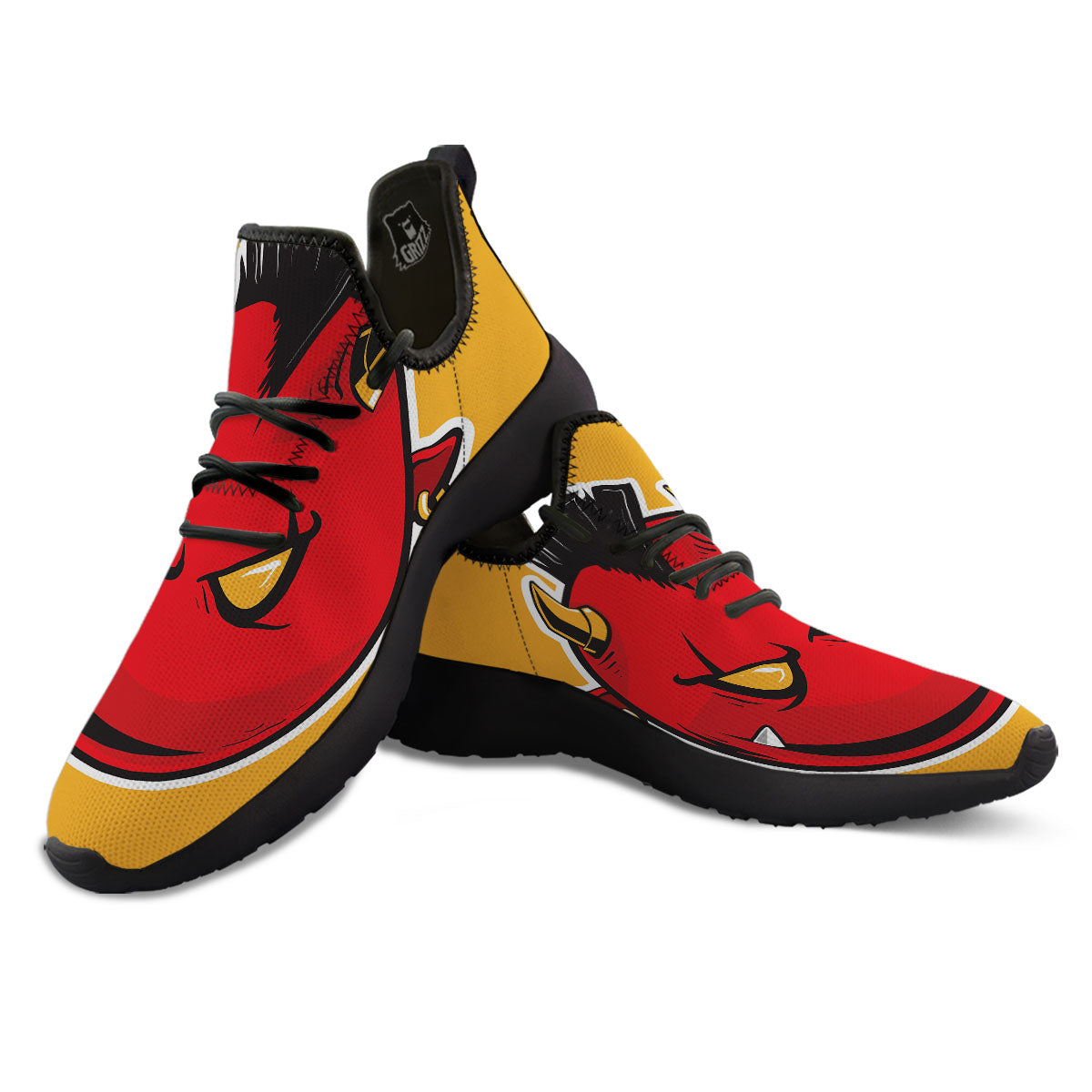 Punk Devil Mohawk Print Black Athletic Shoes-grizzshop