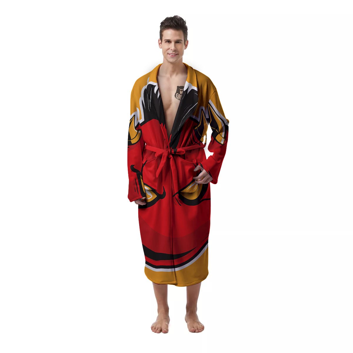 Punk Devil Mohawk Print Men's Robe-grizzshop