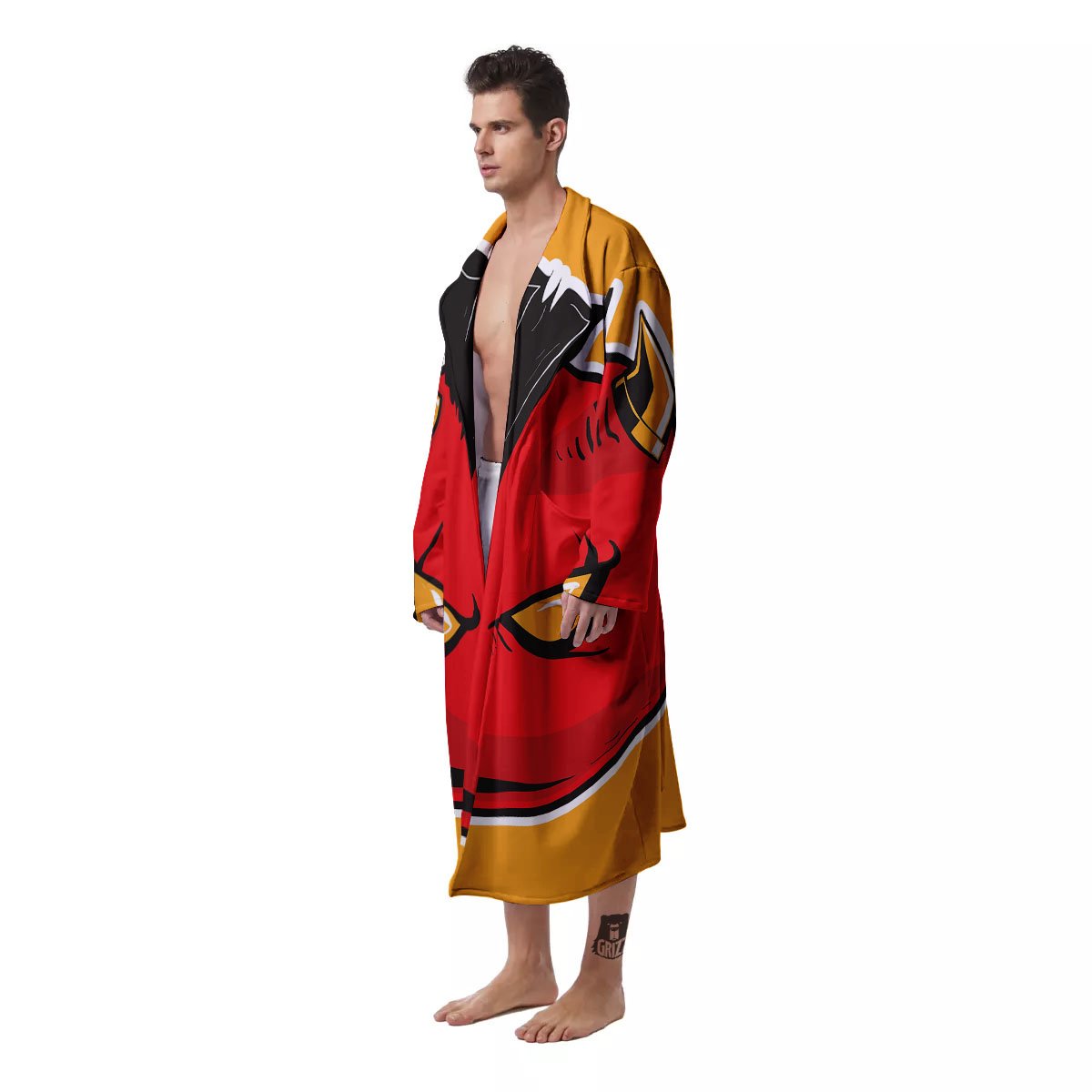 Punk Devil Mohawk Print Men's Robe-grizzshop