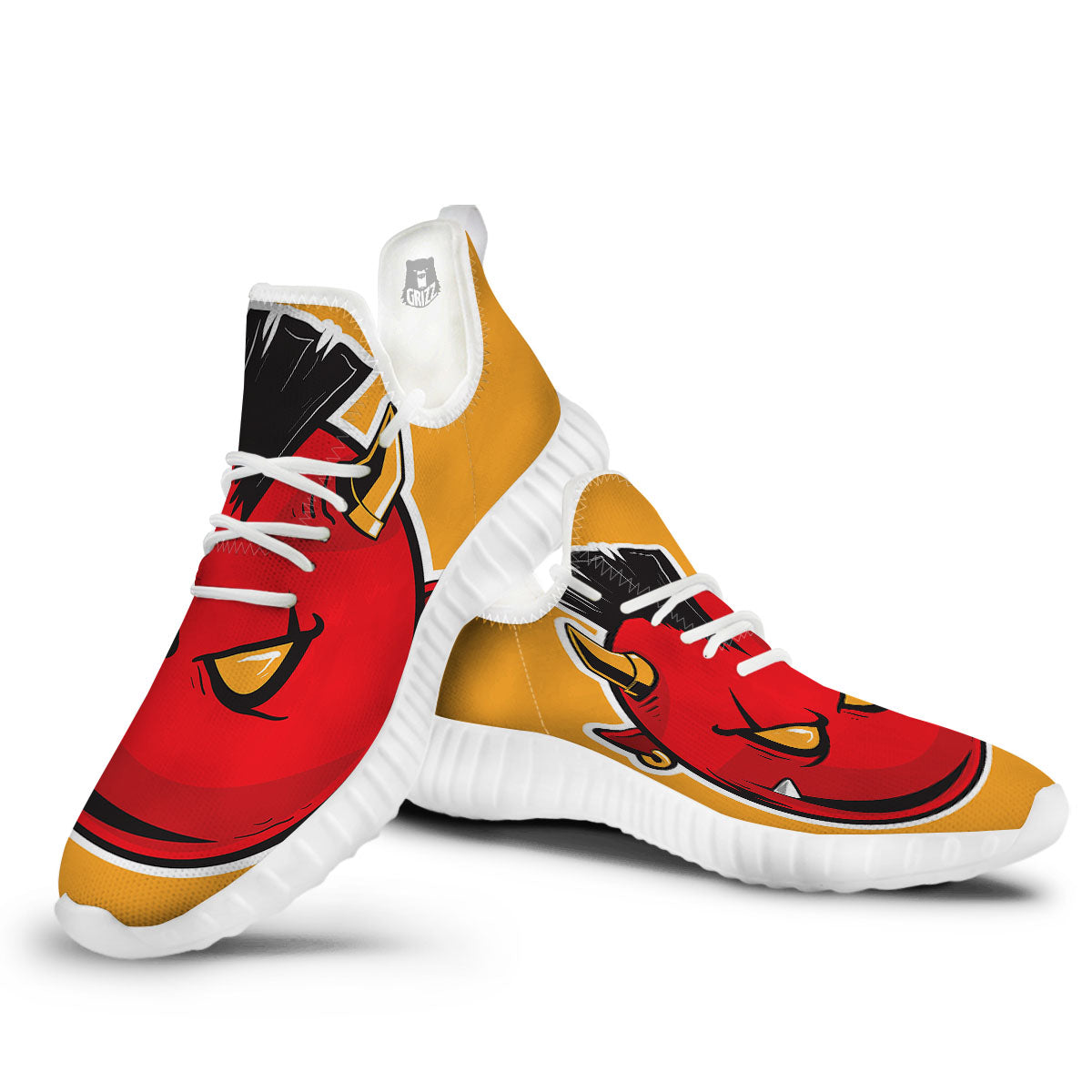 Punk Devil Mohawk Print White Walking Shoes-grizzshop