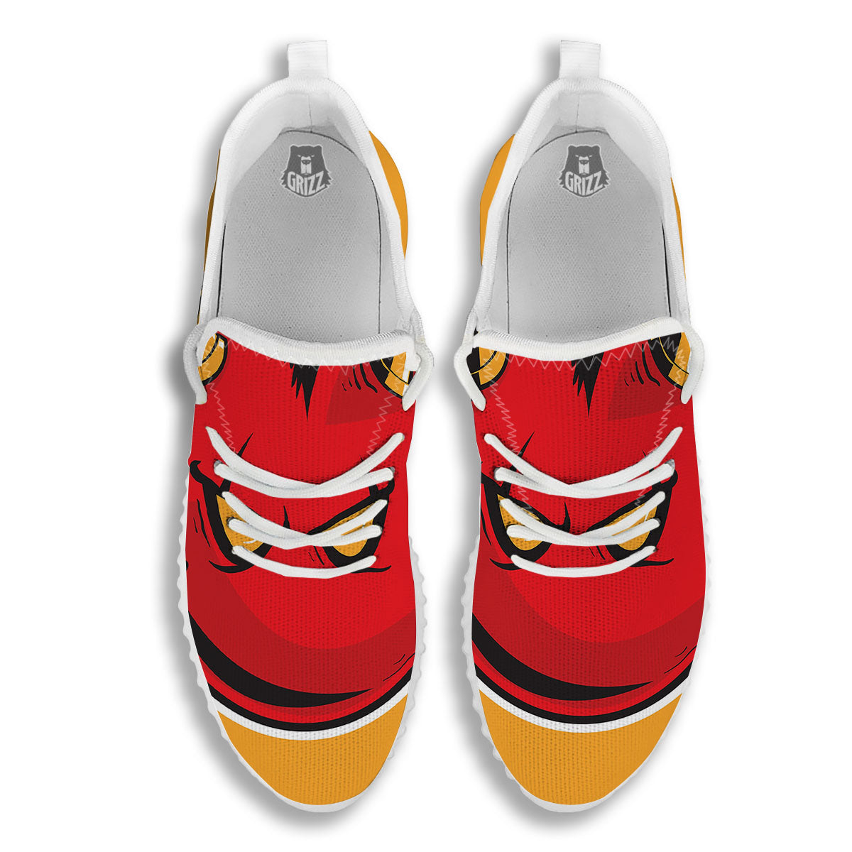 Punk Devil Mohawk Print White Walking Shoes-grizzshop