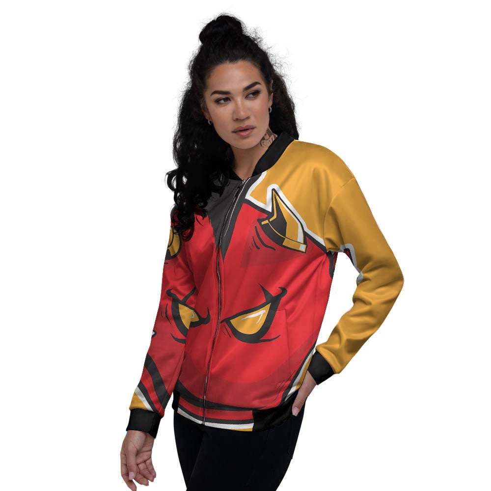 Punk Devil Mohawk Print Women's Bomber Jacket-grizzshop