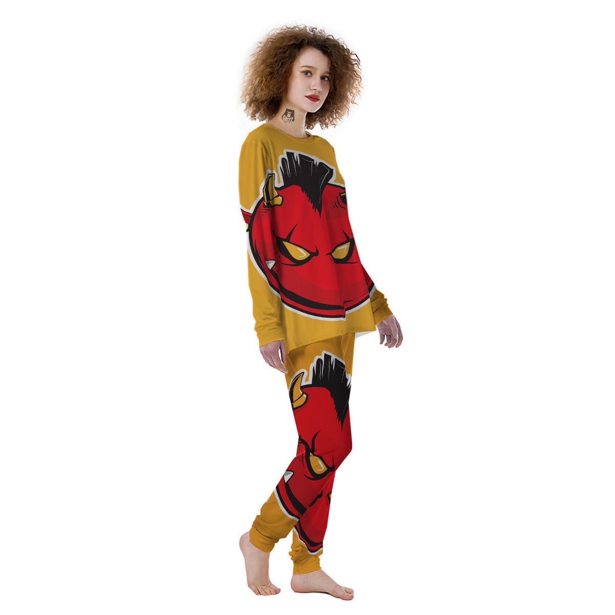 Punk Devil Mohawk Print Women's Pajamas-grizzshop