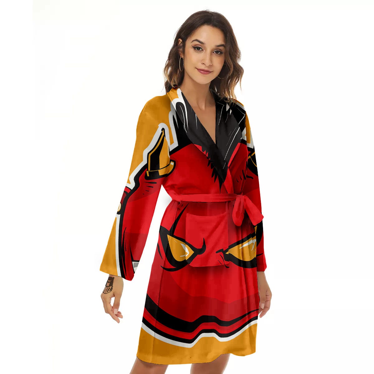 Punk Devil Mohawk Print Women's Robe-grizzshop