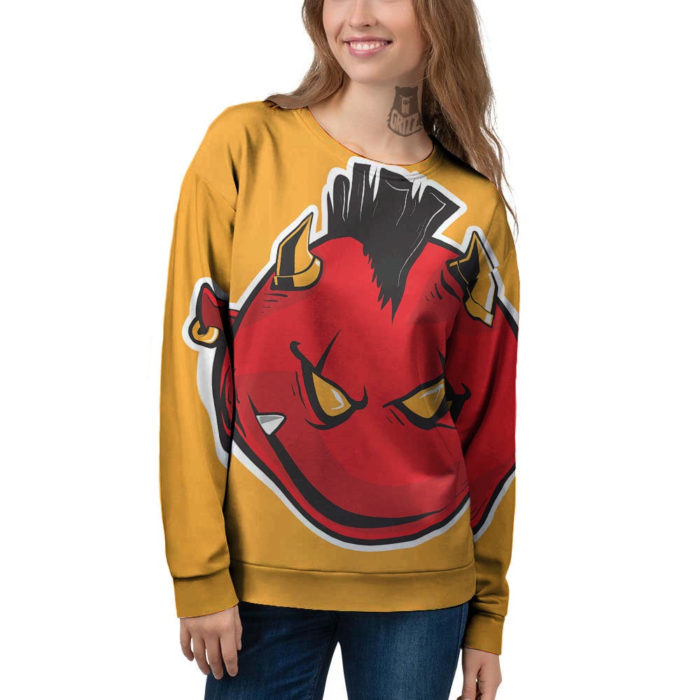 Punk Devil Mohawk Print Women's Sweatshirt-grizzshop