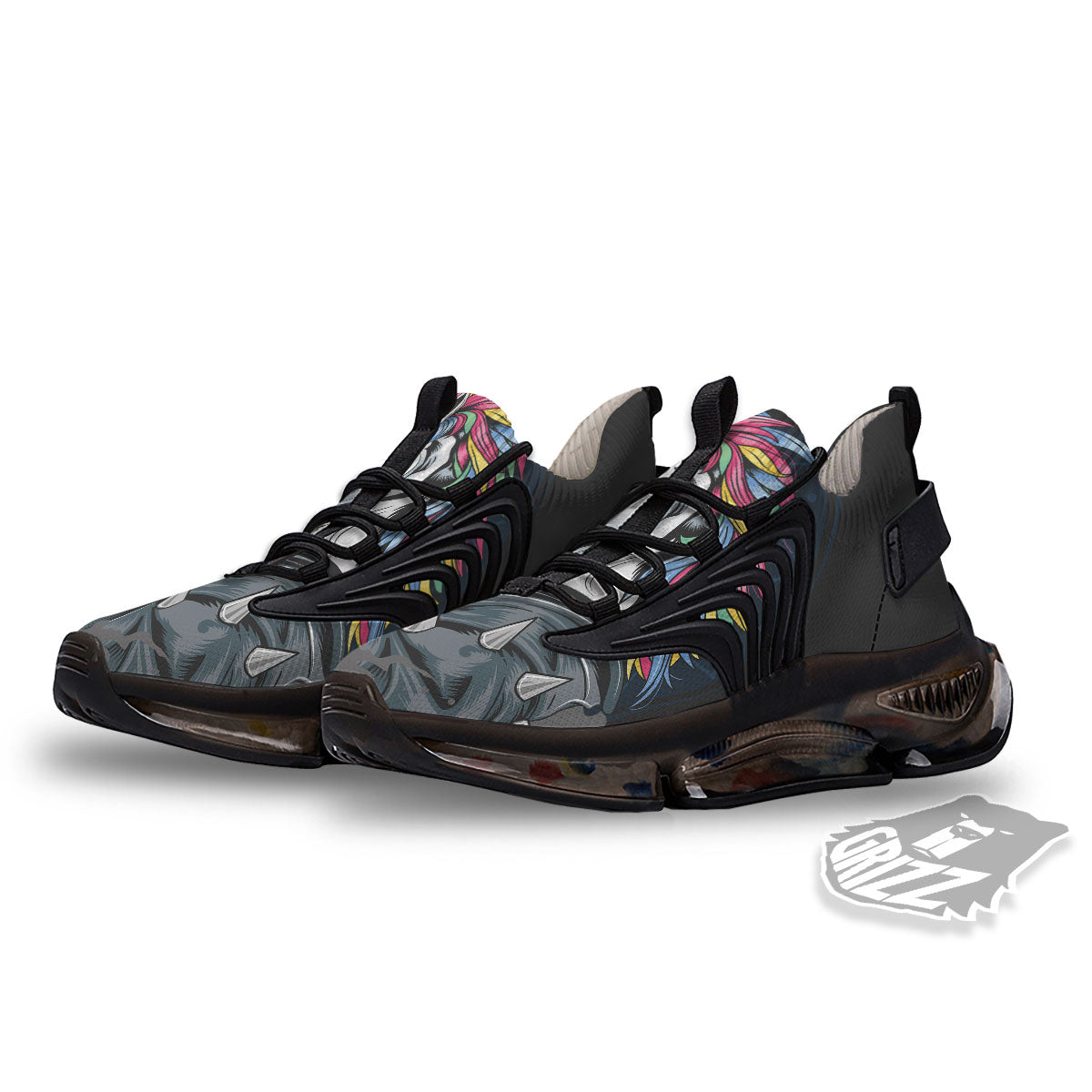 Punk Unicorn Print Black Gym Shoes-grizzshop
