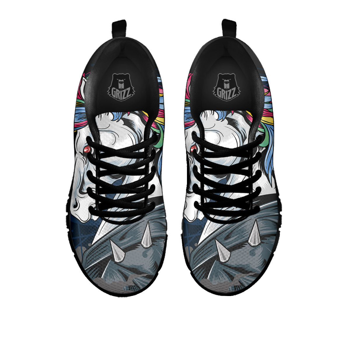 Punk Unicorn Print Black Sneaker-grizzshop