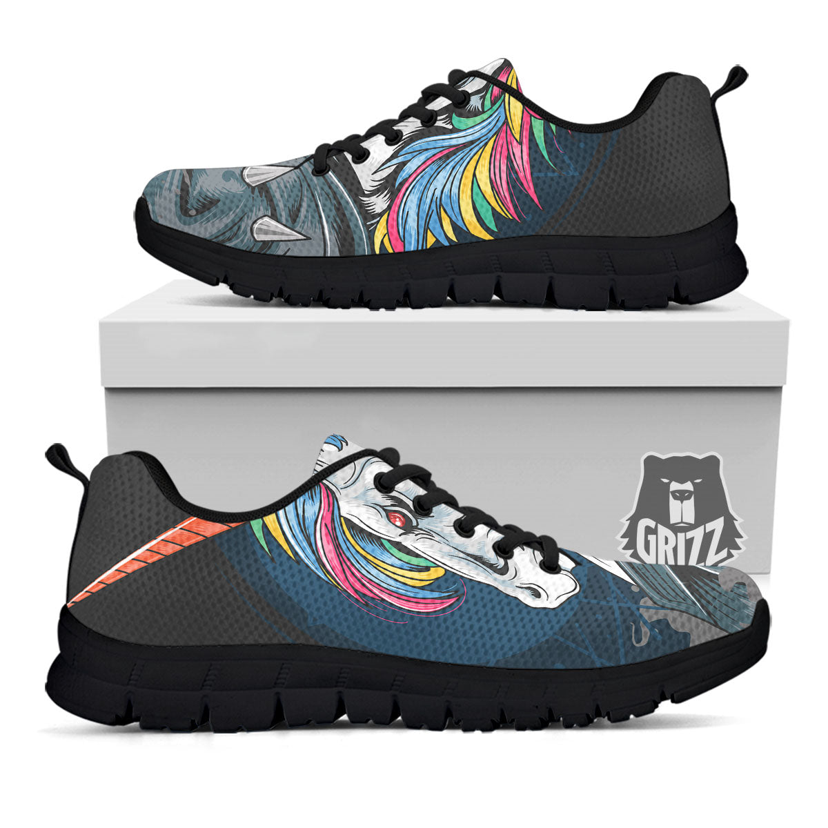 Punk Unicorn Print Black Sneaker-grizzshop