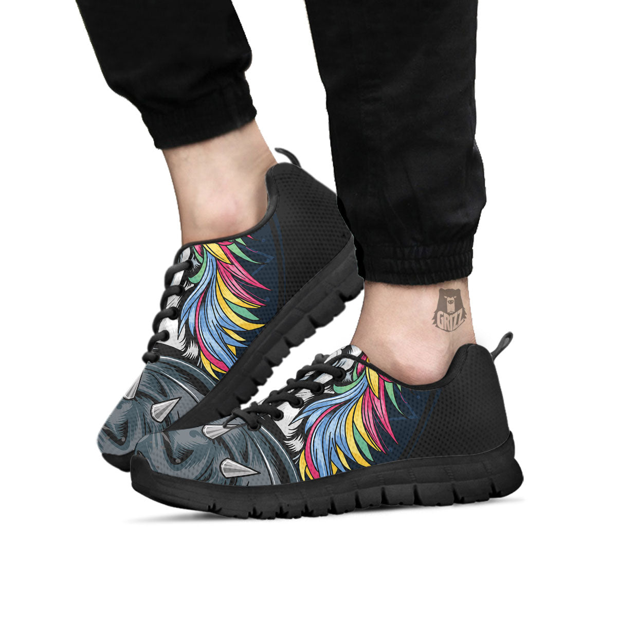 Punk Unicorn Print Black Sneaker-grizzshop