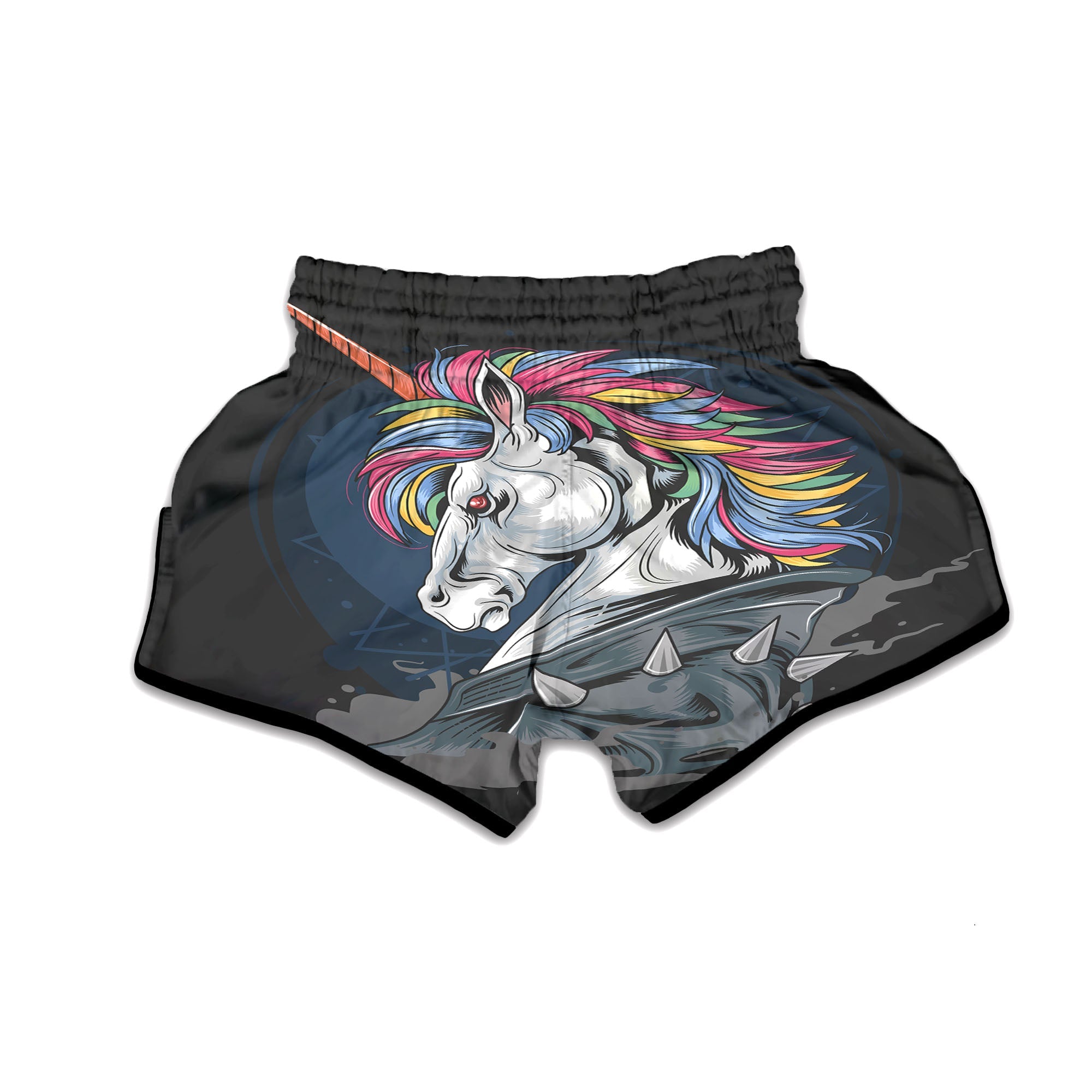 Punk Unicorn Print Muay Thai Boxing Shorts-grizzshop