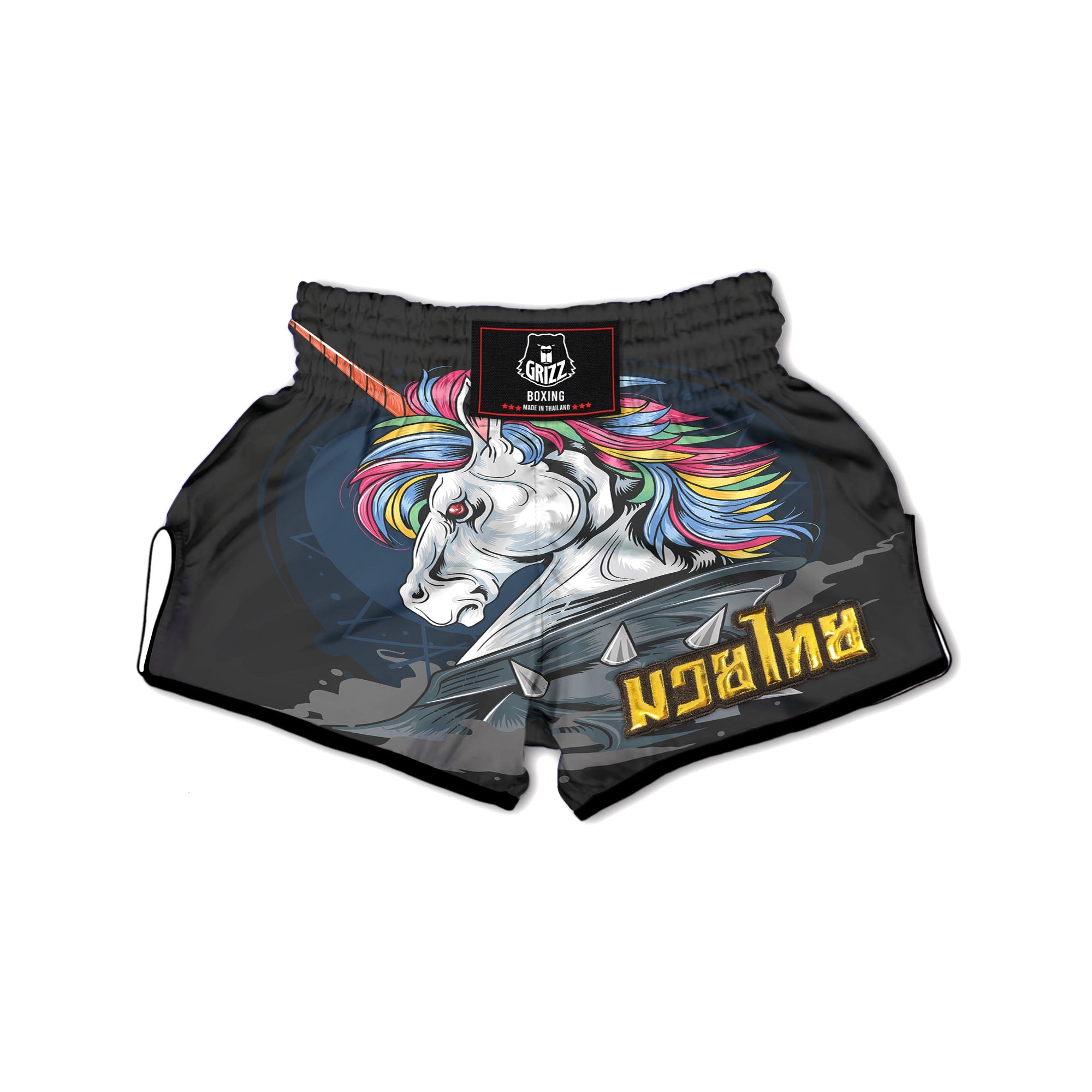 Punk Unicorn Print Muay Thai Boxing Shorts-grizzshop