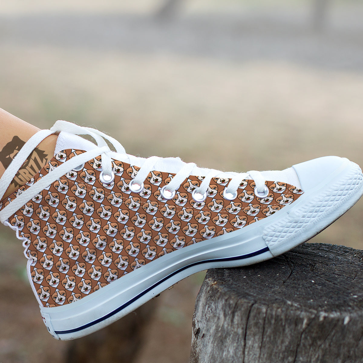 Puppy Adorable Beagle Print Pattern White High Top Shoes-grizzshop