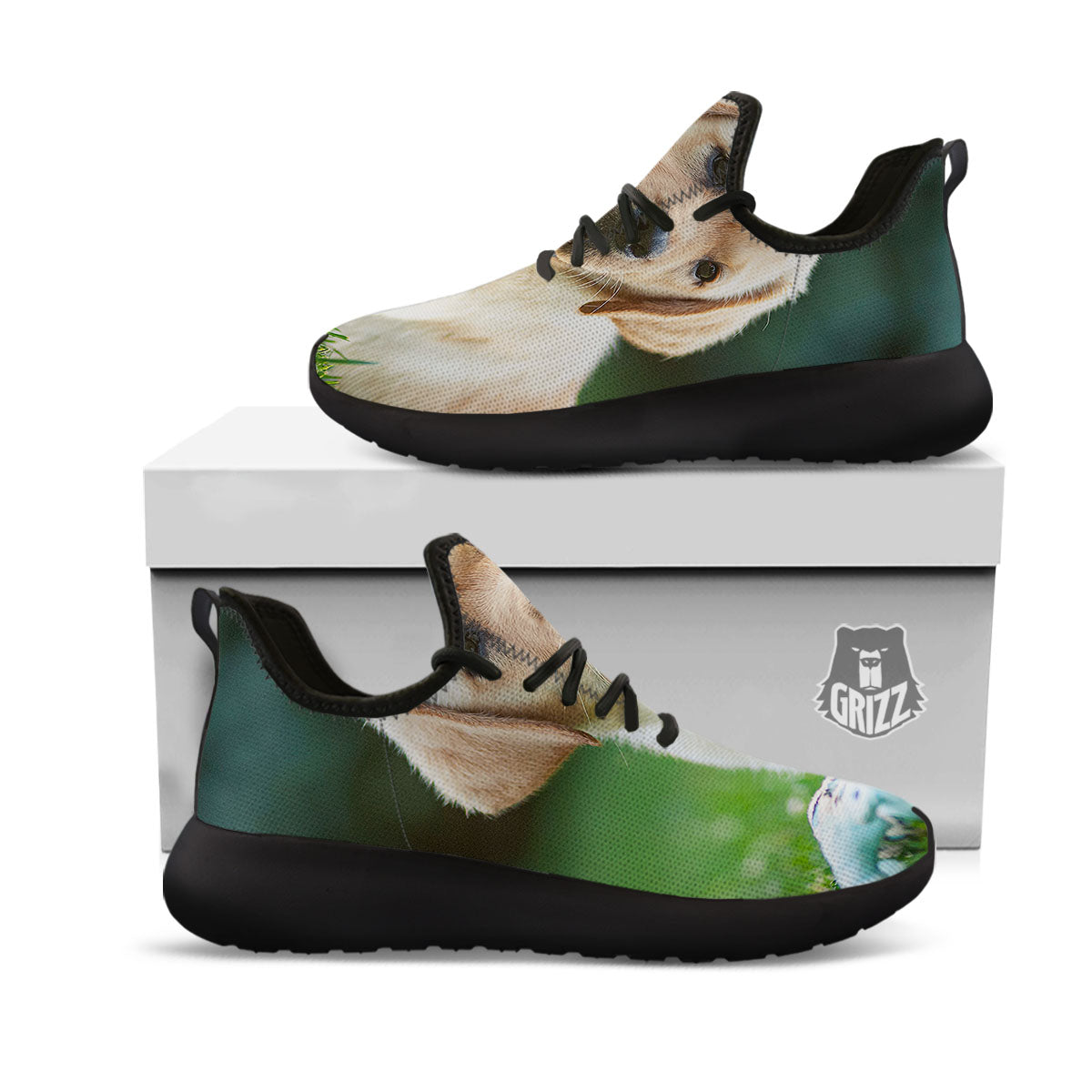 Puppy And Labrador Retriever Print Black Athletic Shoes-grizzshop