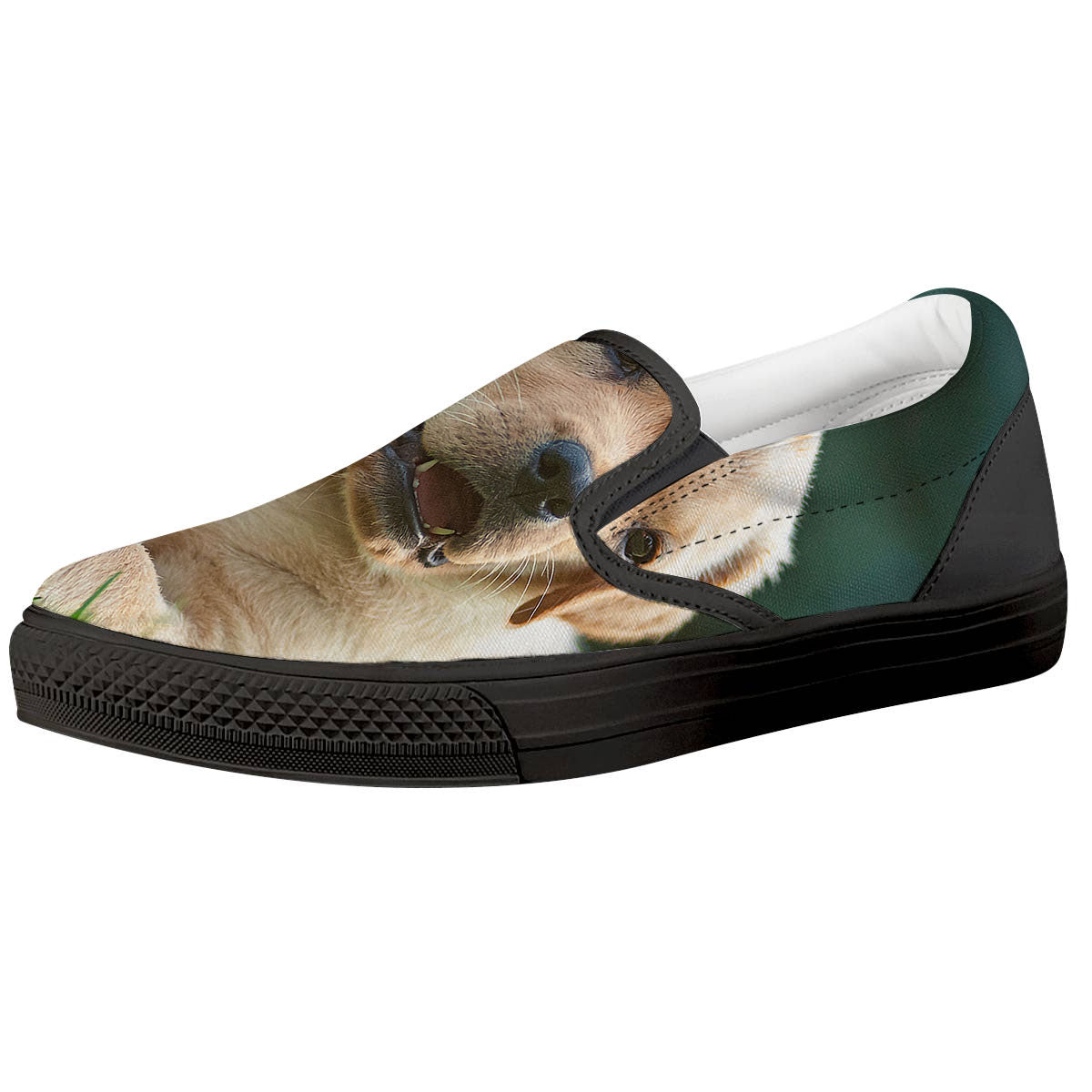 Puppy And Labrador Retriever Print Black Slip On Shoes-grizzshop