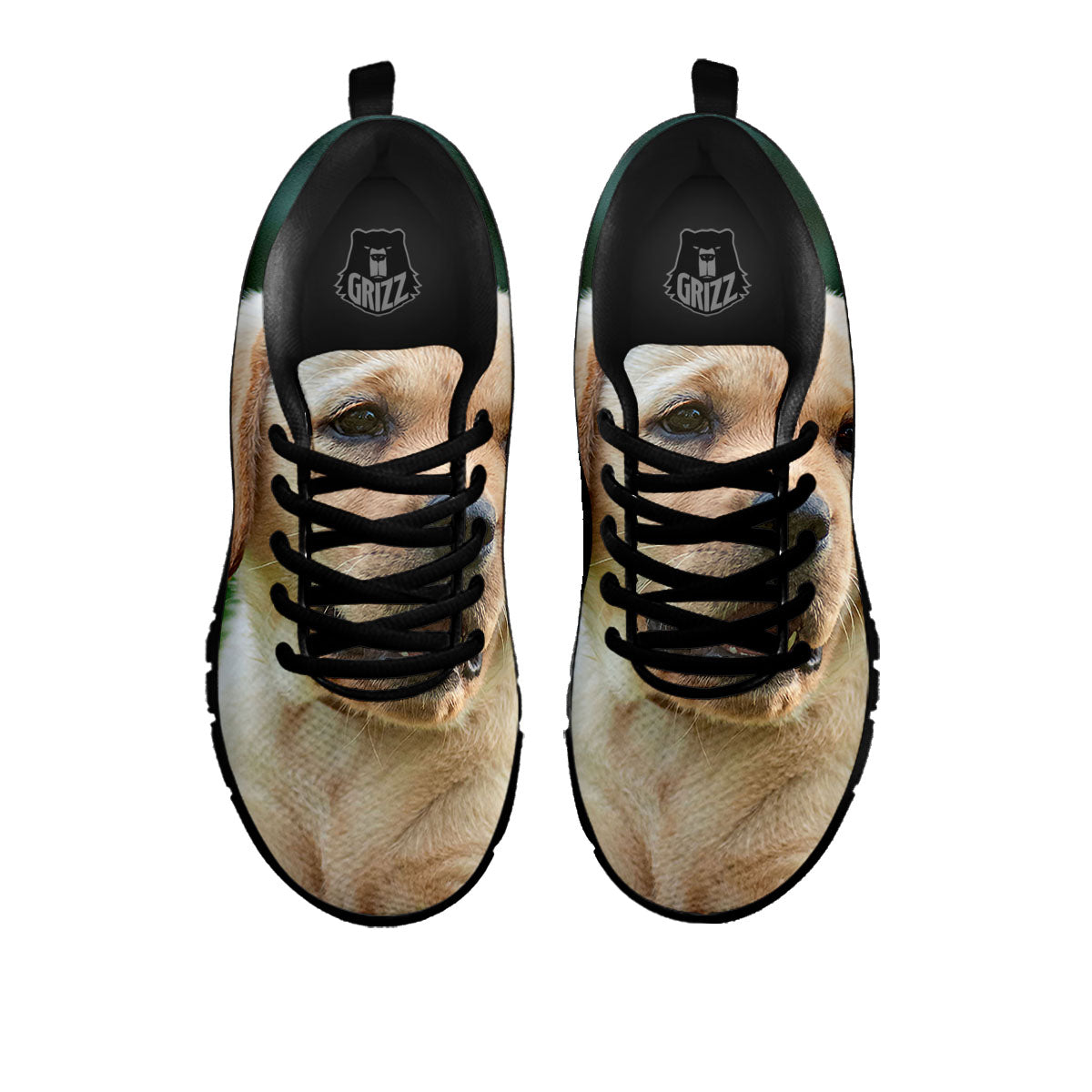 Puppy And Labrador Retriever Print Black Sneaker-grizzshop