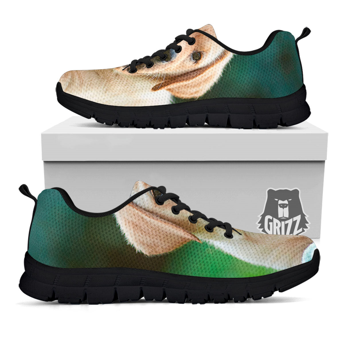 Puppy And Labrador Retriever Print Black Sneaker-grizzshop