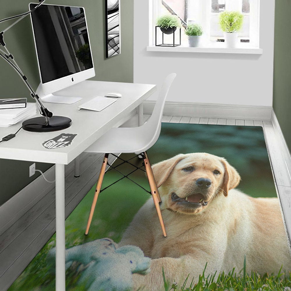 Puppy And Labrador Retriever Print Floor Mat-grizzshop