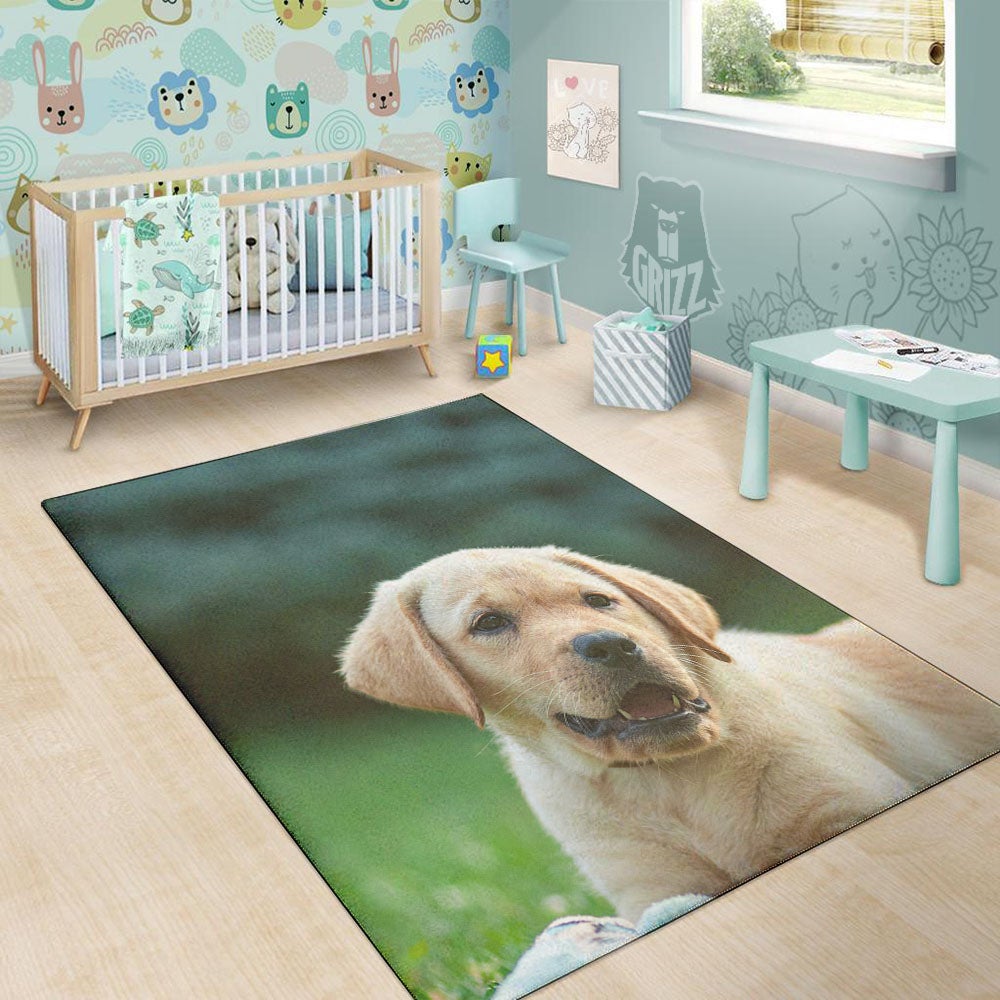 Puppy And Labrador Retriever Print Floor Mat-grizzshop