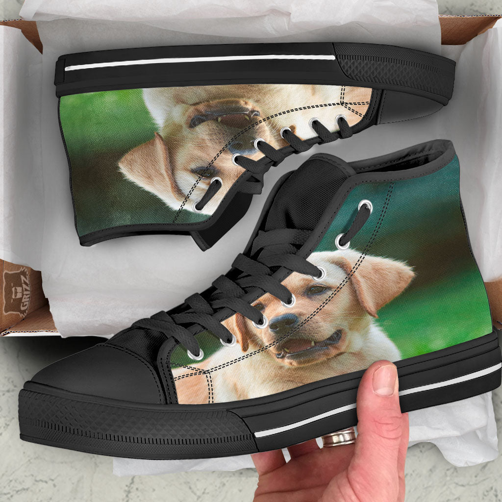 Puppy And Labrador Retriever Print High Top Shoes-grizzshop