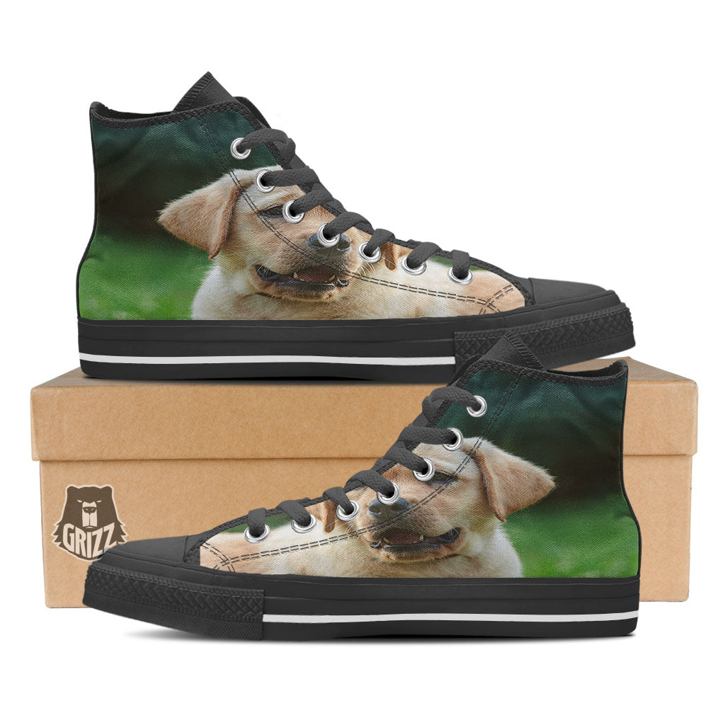 Puppy And Labrador Retriever Print High Top Shoes-grizzshop