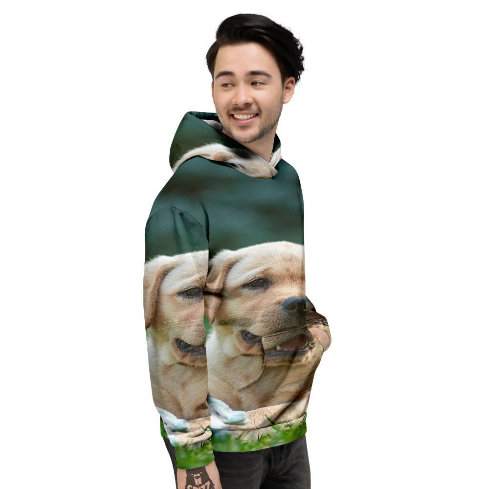 Puppy And Labrador Retriever Print Men's Hoodie-grizzshop