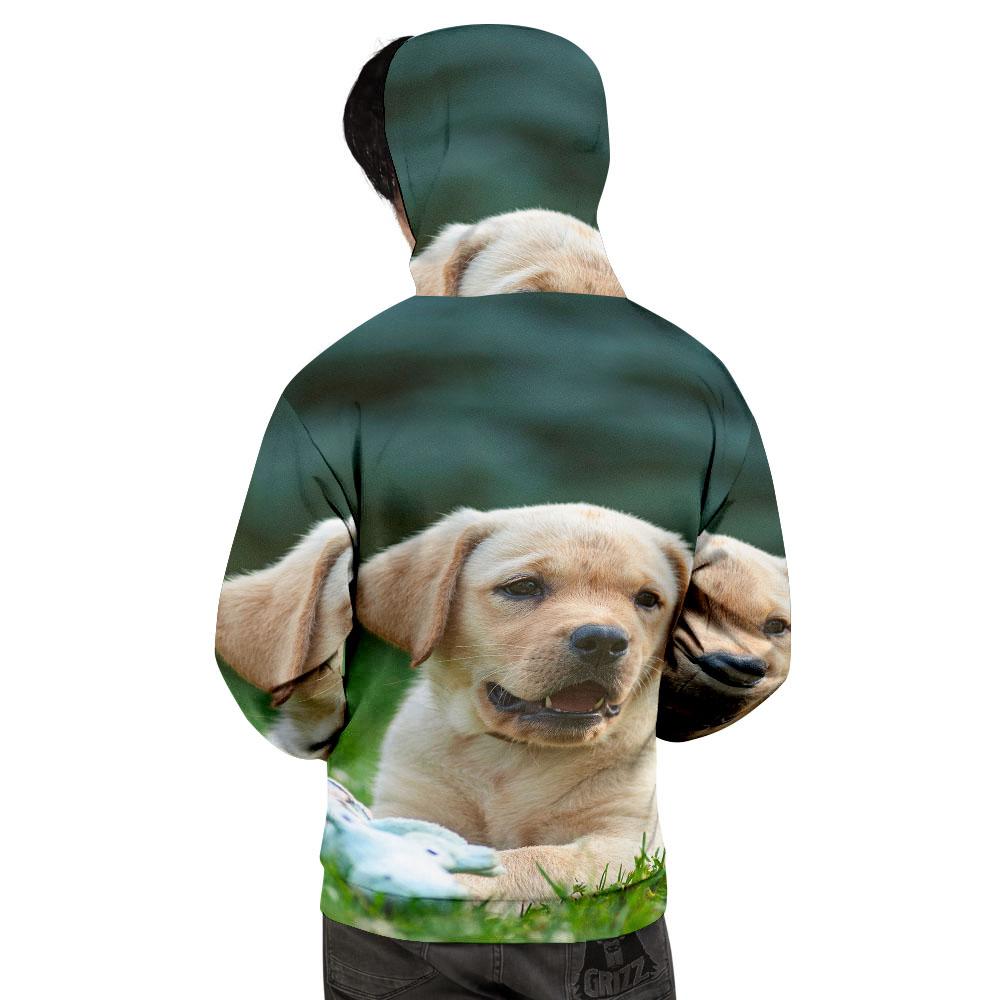 Puppy And Labrador Retriever Print Men's Hoodie-grizzshop