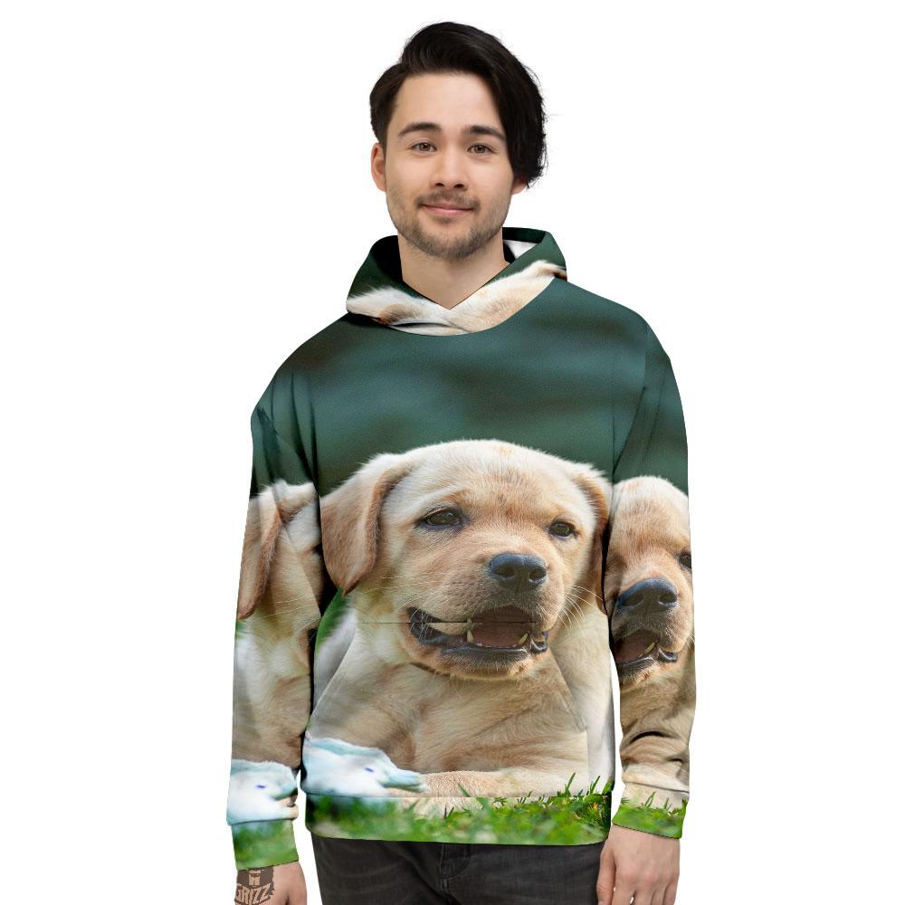 Puppy And Labrador Retriever Print Men's Hoodie-grizzshop