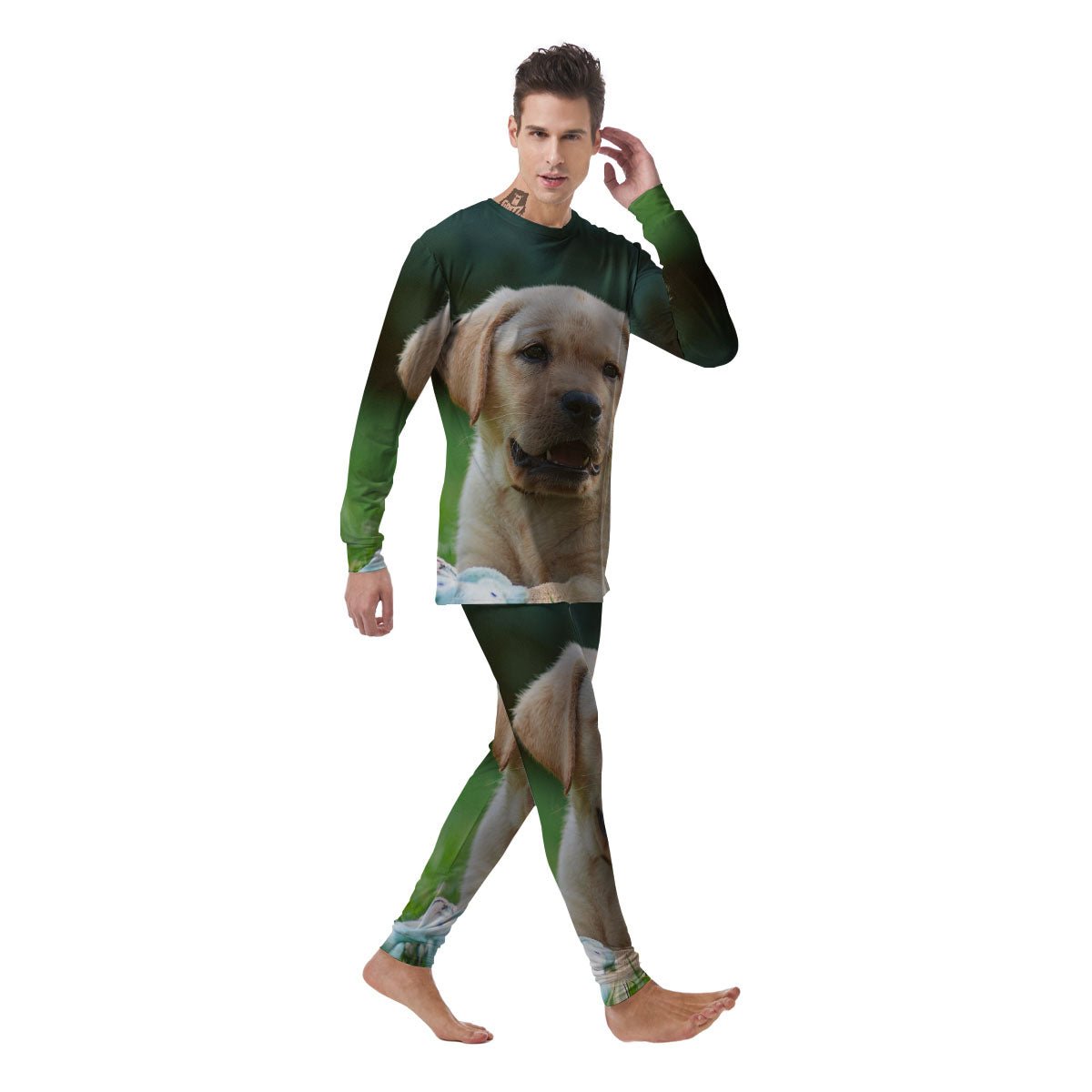 Puppy And Labrador Retriever Print Men's Pajamas-grizzshop