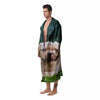 Puppy And Labrador Retriever Print Men's Robe-grizzshop