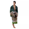 Puppy And Labrador Retriever Print Men's Robe-grizzshop